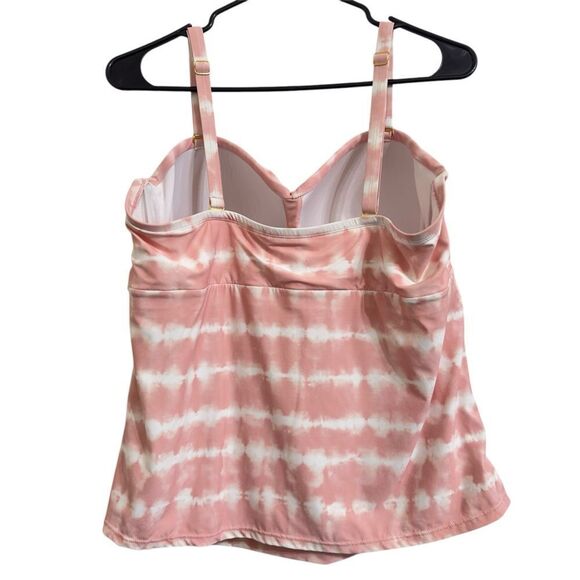FRESHWATER PINK TIE DYE WIRELESS MOLDED CUP‎ TANKINI PLUS SIZE 2X - Picture 2 of 8